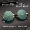 Green Crystal Sunglasses Versatile Rimless Sunglasses Unisex Fashion Sunglasses Comfortable For Unisex Wear Daily Commuting