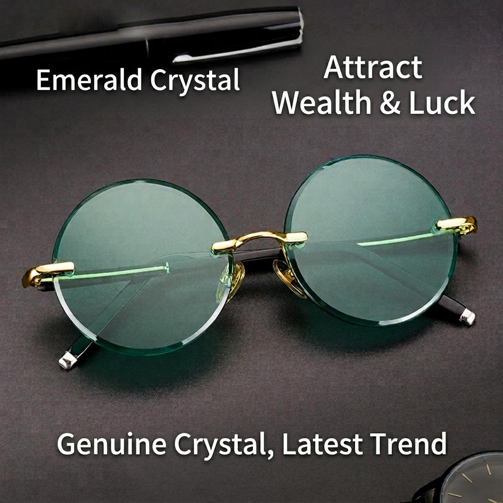 Green Crystal Sunglasses Versatile Rimless Sunglasses Unisex Fashion Sunglasses Comfortable For Unisex Wear Daily Commuting