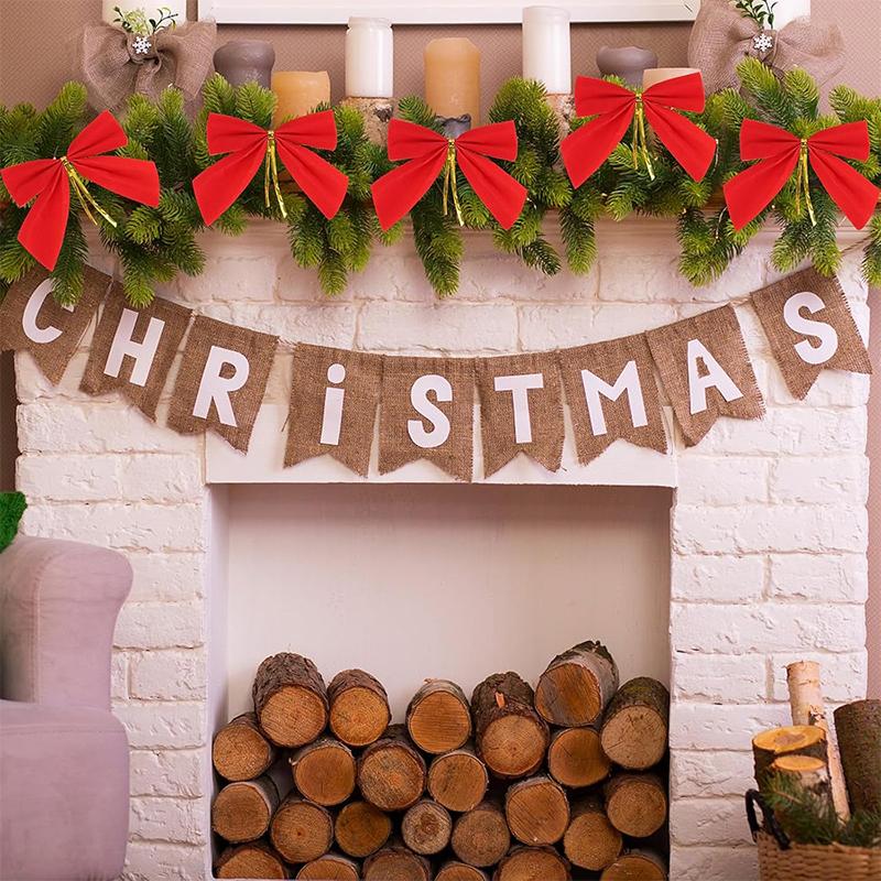 50/100Pcs Christmas Decor Christmas Tree Bow 5.5CM Red Velvet Bow Xmas Tree Ornaments Home New Year 2025 Navidad Decoration