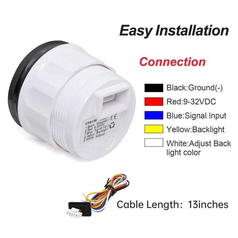 7-color Backlight 12V 24V Universal Waterproof 52mm Fuel Level Gauge 0-190ohm 240-33ohm Fuel Level Meter For Marine Boat Car