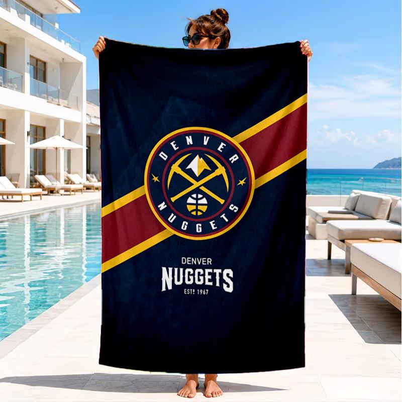 Пляжное полотенце с логотипом Nuggets, Микрофибровое пляжное полотенце, Идеально для бассейна, пляжа, путешествий, домашнего декора, Подарки для фанатов пляжных вечеринок