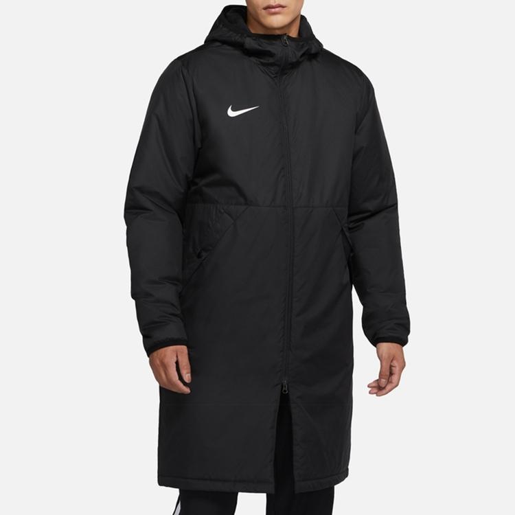 Nike Однотонная теплая хлопковая куртка средней длины с капюшоном, мужская верхняя одежда, черная CW6767-010