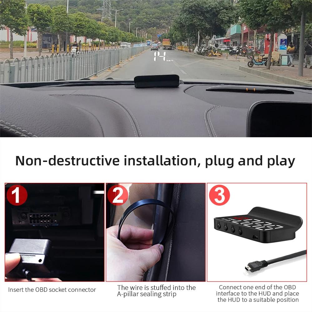 M3 Auto OBD2 Head-Up Display Auto Electronics HUD Projector Display Digital KMH MPH Car Speedometer Temperature Voltage Alarm