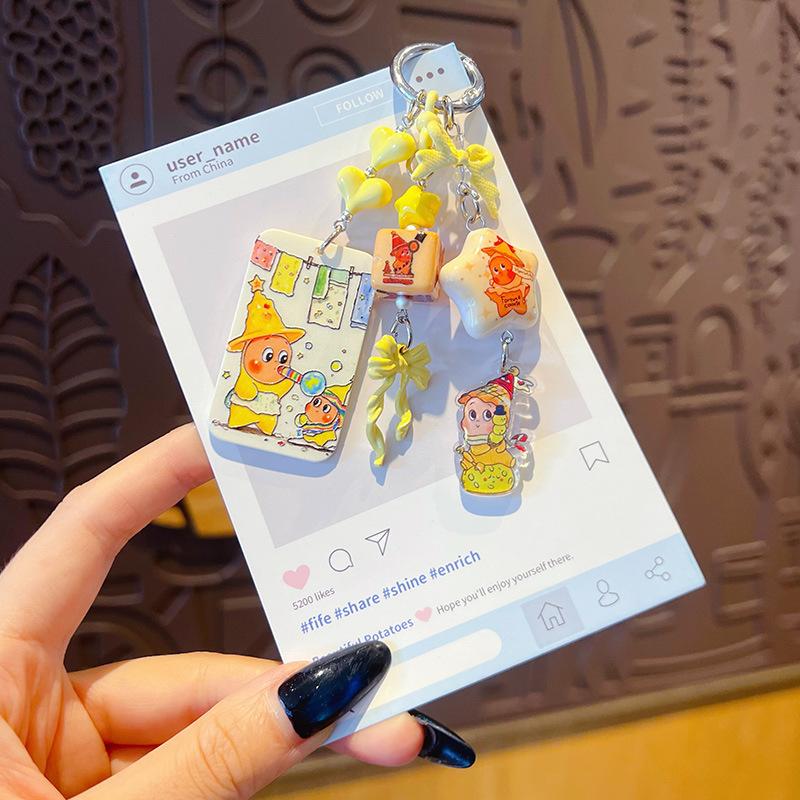 Handmade DIY Stars, Cute Dolls, Beaded Mobile Phone Chain Pendant, Car Keychain, Doll Pendant Accessories.