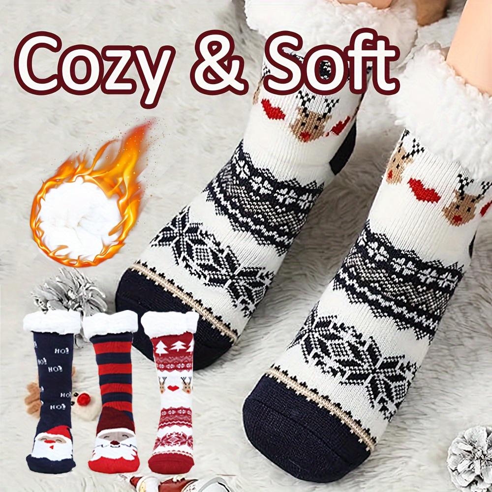 1 пара пушистых носков для женщин, толстые теплые носки с флисовой подкладкой, удобные плюшевые носки для сна, подарок на Рождество для дома