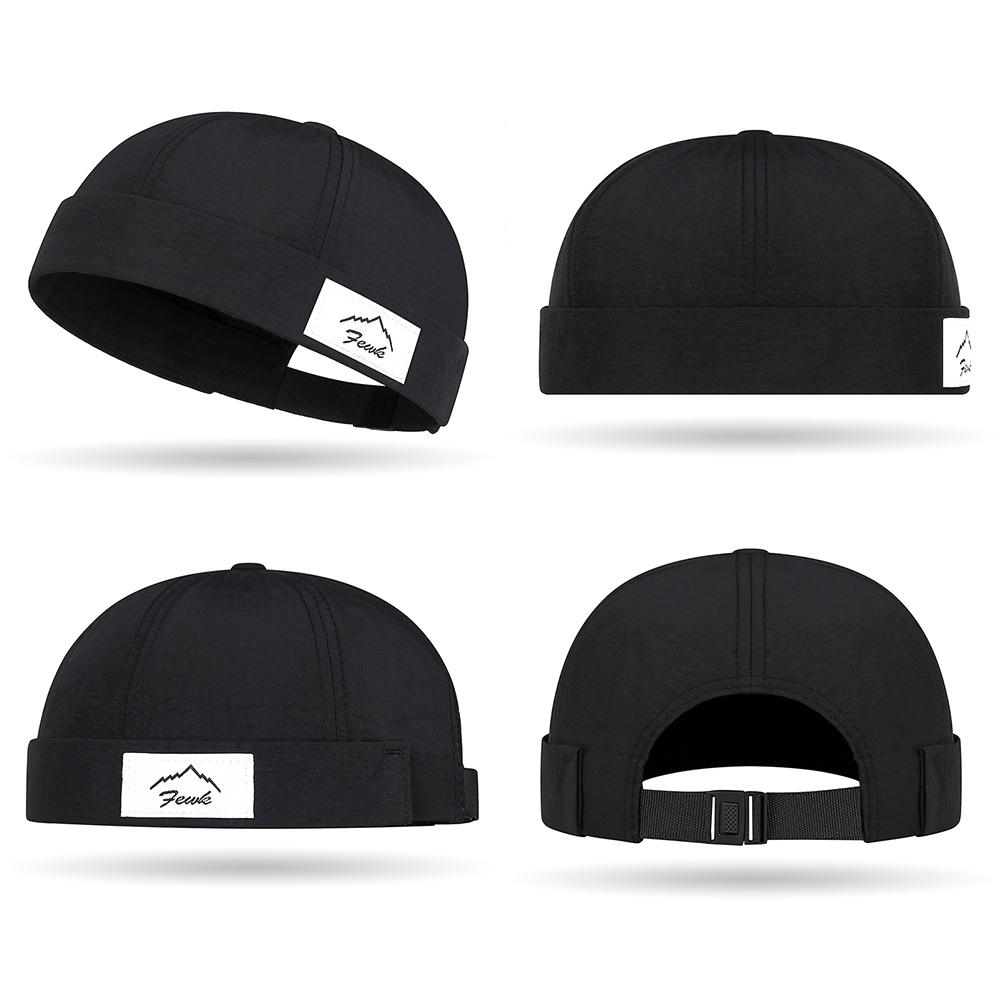 Thin Unisex Harbour Hat INS Fabric Label Trendy Skullcap Rolled Cuff Newsboy Cap for Men
