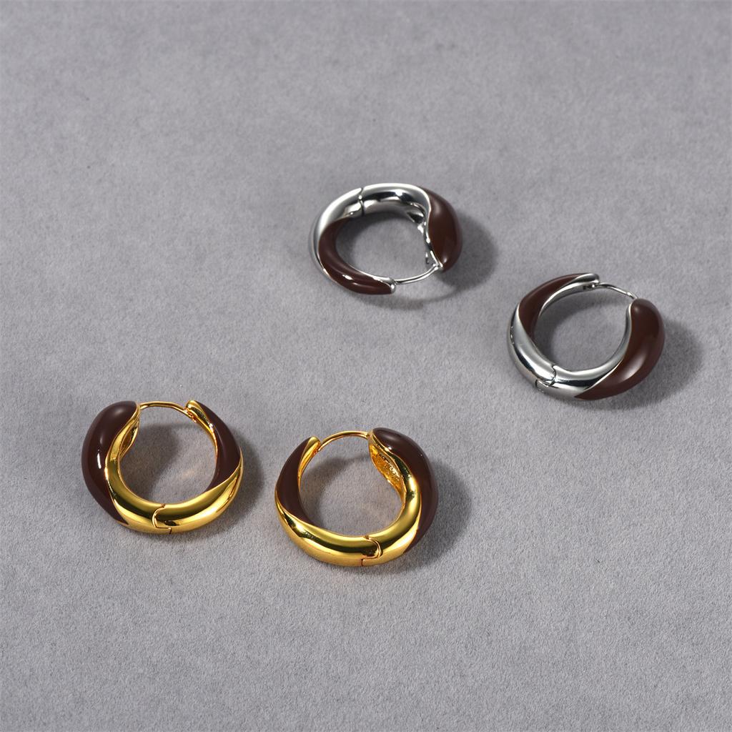 Maillard Ouroboros Enamel Earrings Women'S Light Luxury Niche Design Sense Advanced Sense Circle Earrings New