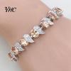 Girls Bracelet Women Leaf Charm Elegant Classic Adjustable Female Blue Rhinestone Embedded Ladies Fashion Jewelry