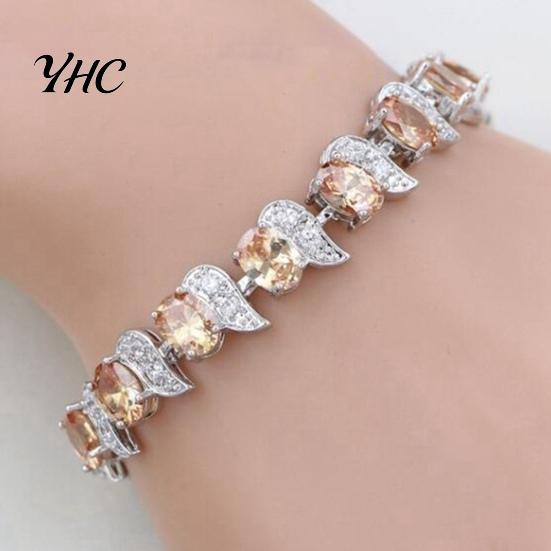 Girls Bracelet Women Leaf Charm Elegant Classic Adjustable Female Blue Rhinestone Embedded Ladies Fashion Jewelry