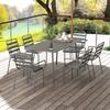 Garden Furniture Set 7-Piece Garden Dining Set with 1 Table and 6 Stackable Chairs in Steel Dark Gray