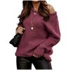 Autumn Women Casual Long Sleeve Sweaters Crew Neck Pure Color Soft Ribbed Knitted Oversized Loose Pullover