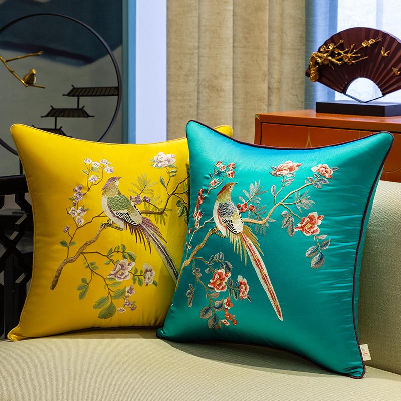 Elegant Chinese Embroidery Sofa & Bedside Pillow Cover