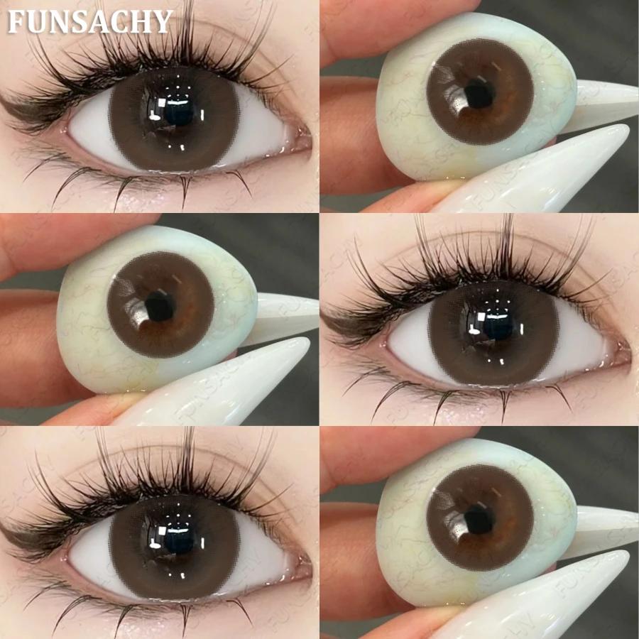 FUNSACHY 1 пара натуральных линз корейского стиля цветные контактные линзы синие линзы коричневые туманные перламутровые цветные линзы высококачественные мягкие линзы