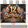 12th Birthday Party Backdrop Polyester Banner Photo Booth Decoration