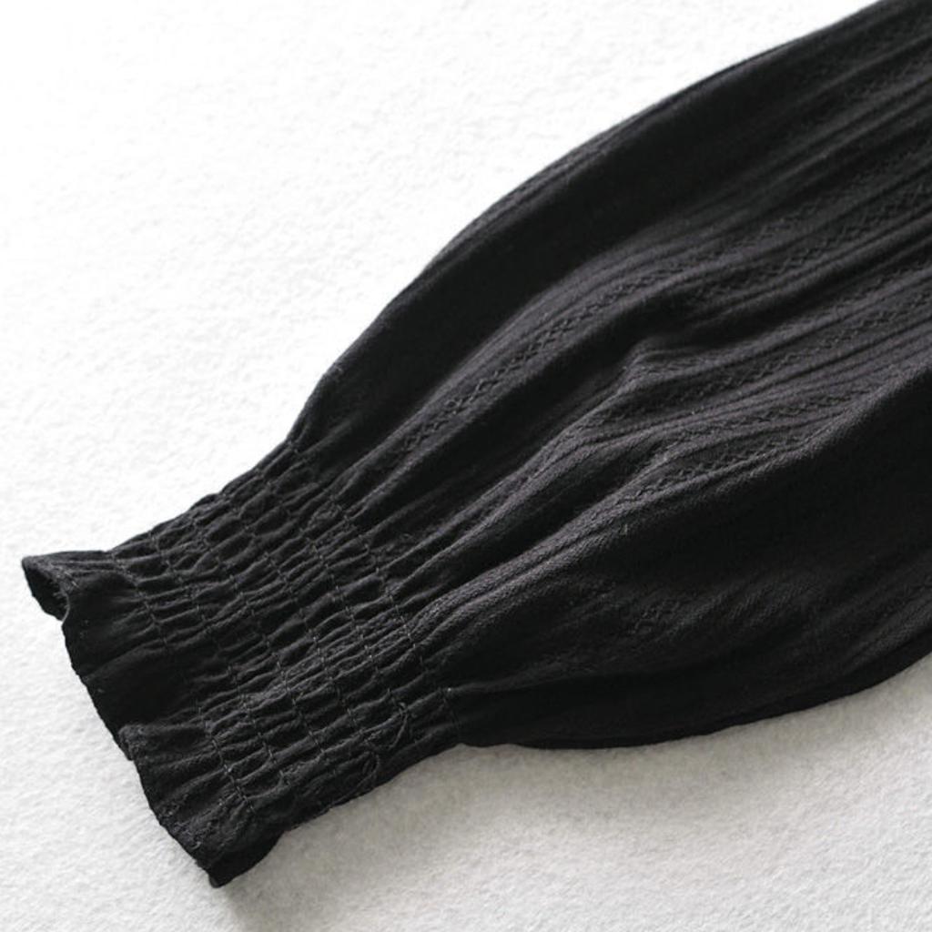 New Women Retro Square Collar Blouses Exposed Bone Short Top Straps Shirts Long Sleeve Palace Style Puff Sleeves Summer T-shirt