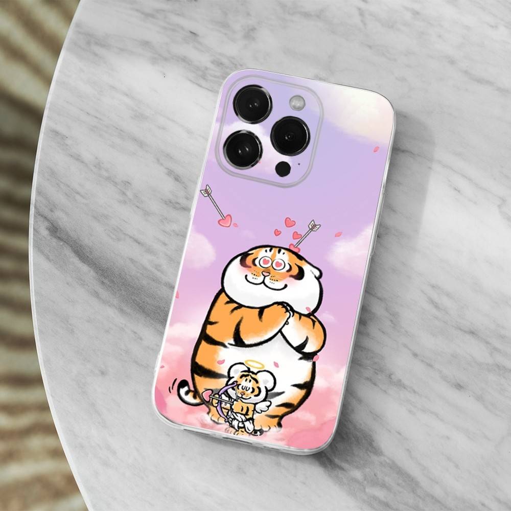 Cute Art Cartoon Tiger For iPhone Max,14,SE,12,15,Pro,17,Plus,11,XS,Mini,16,X,13,XR,Transparent Soft Cover Case