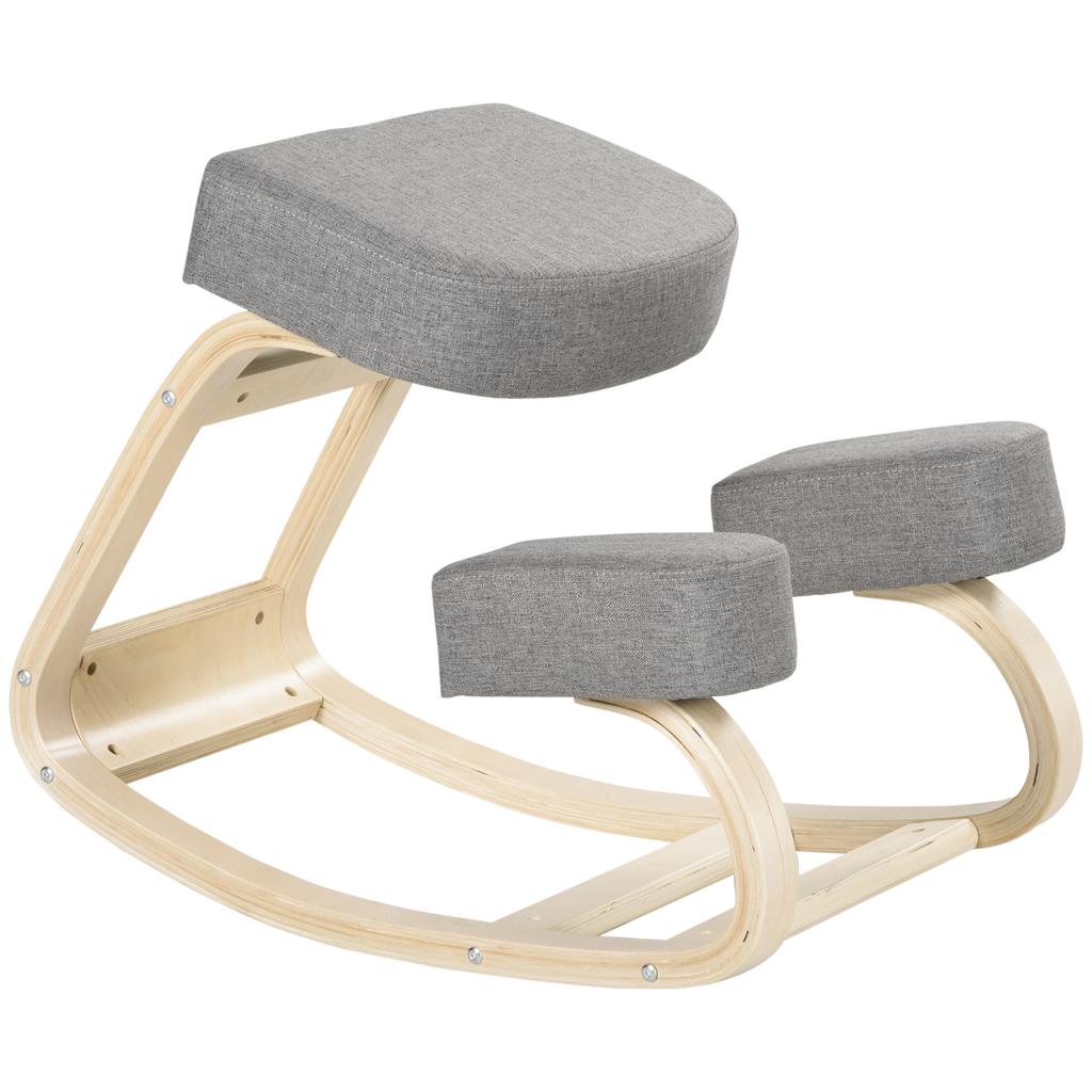 Kniestuhl Ergonomic Sitting Stool Upholstered Stool For Healthy Sitting Posture Birch Wood 120 Kg Load Bearing Gray