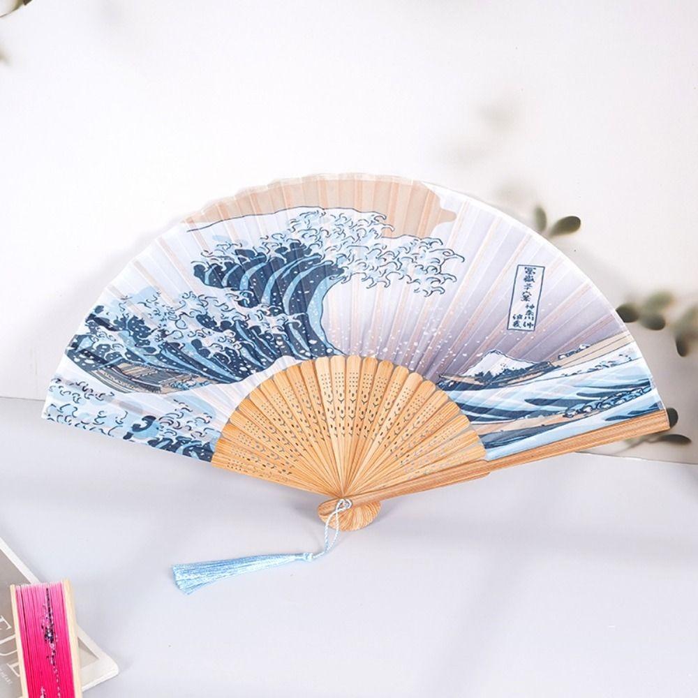Foldable Decorative Bamboo Fan Bamboo Ribs Traditional Hand Fan Handheld Folding Fan Room Decor