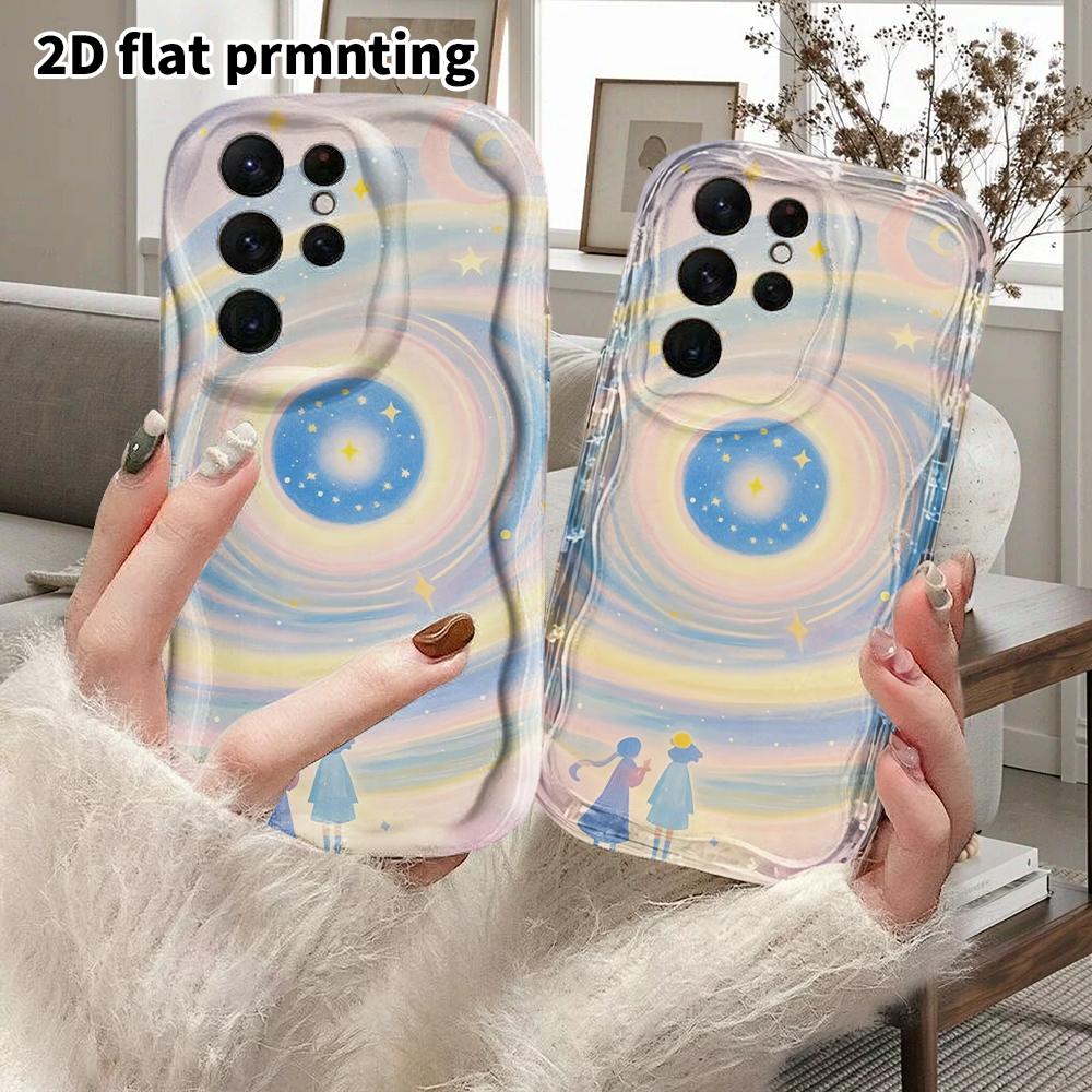 Phone Case: 2D Flat Samsung Galaxy A34 A35 M05 M06 S20 S22 S21 FE Plus 5G Protective Case, Couple Style, Swirl Galaxy, Christmas and Halloween Gift