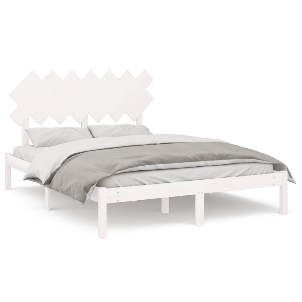 Solid Wood Bed White 140 x 190 cm