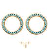 [N7140] - Gold Plated 'Navajos' Turquoise Gold Earrings (circles) - 13 Mm