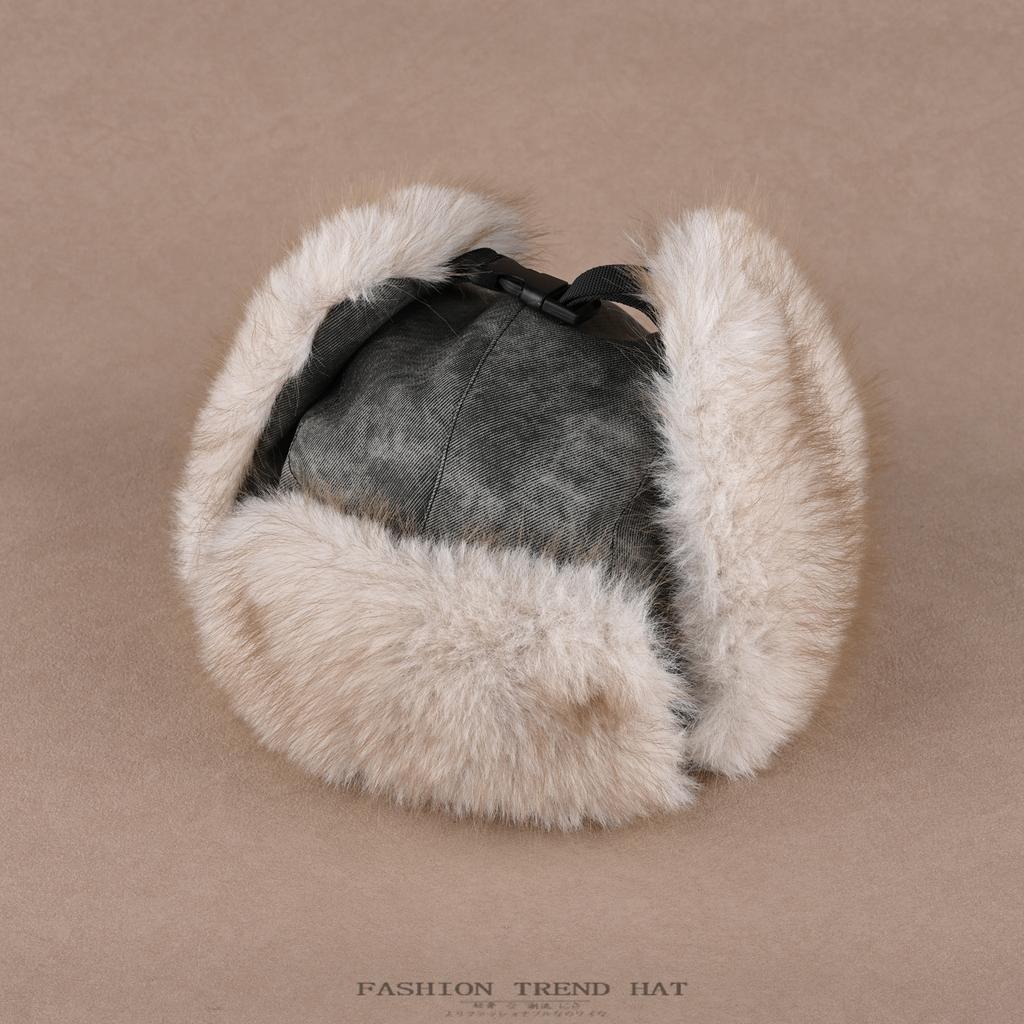 Retro Imitation Mink Hat for Men and Women Winter Thickened Plush Ear Protection Cotton Hat Outdoor Cycling Windproof Hat