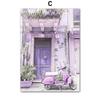 Purple Flower House Vintage Tram Camera Lavender Wall Art Canvas Painting Living Room Decor Posters And Prints Wall Pictures