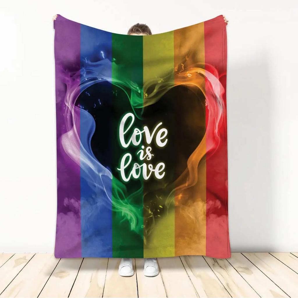 Throw Blankets LGBT Gay Pride Lesbian Rainbow Flannel Blanket for Couch Sofa Blankets Large Bedding Gifts for Christmas New Year