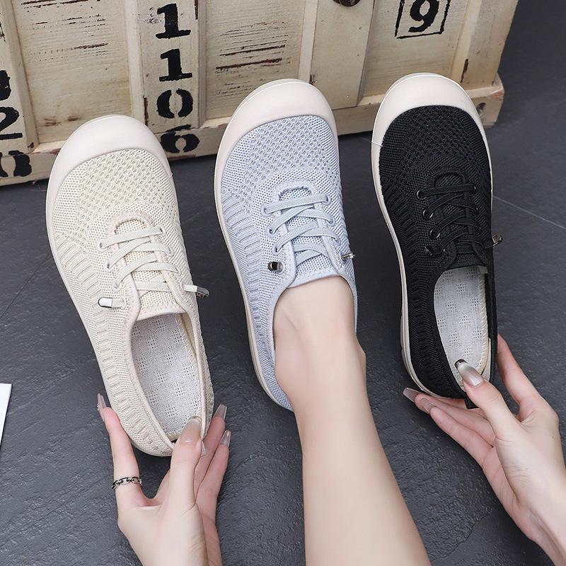 Women's Breathable Soft Soled Loafers Lightweight Singles Shoes Comfortable Anti Slip Round Head Solid Colour Walking Sneakers