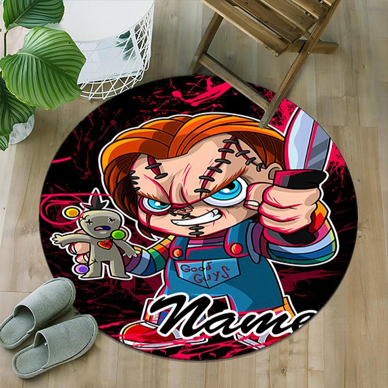 Customizable C-Chucky1 Round Non-Slip Carpet - Ideal for Garden, Picnic, Office, Perfect for Decoration, Suitable For All Seasons