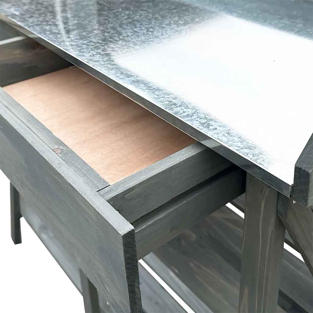 Plant Table with Shelves Grey Solid Pine Wood