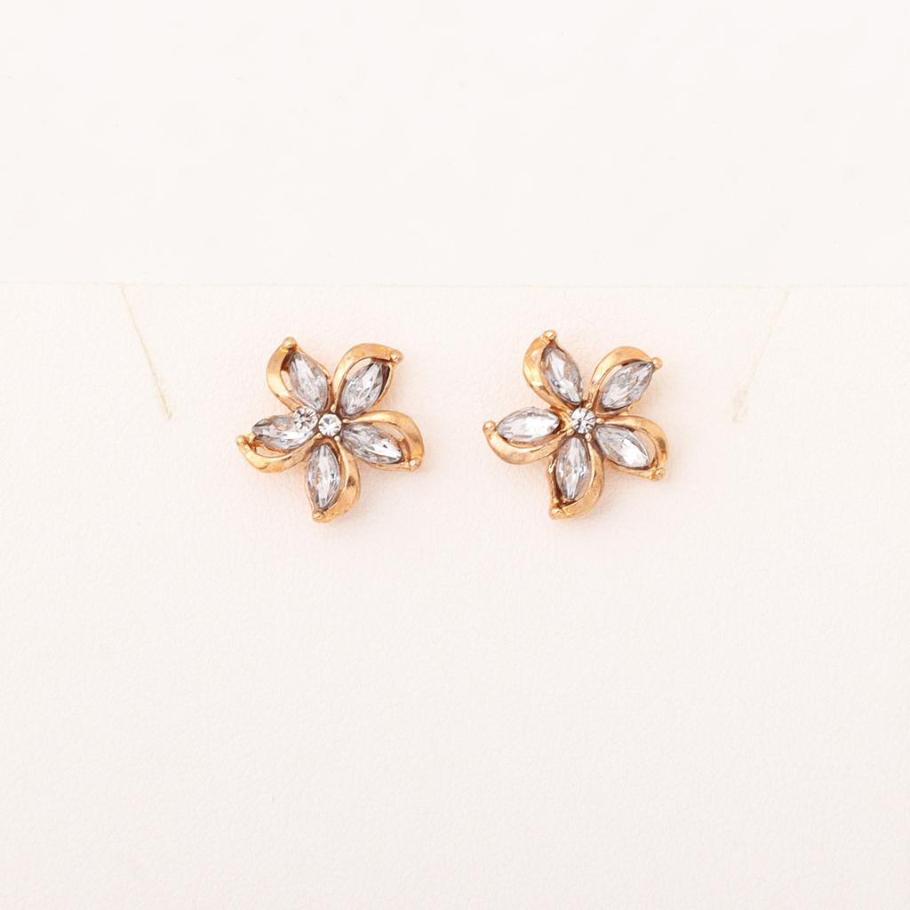 Hot Sale Hollow Five-petaled Flower Zircon Earrings Women's Niche Design High Fashion Cold Wind Earrings Women