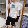 Мужская летняя спортивная одежда с круглым вырезом, спортивная одежда, мужской комплект из 2 предметов с круглым вырезом и принтом букв, с коротким рукавом + брюки
