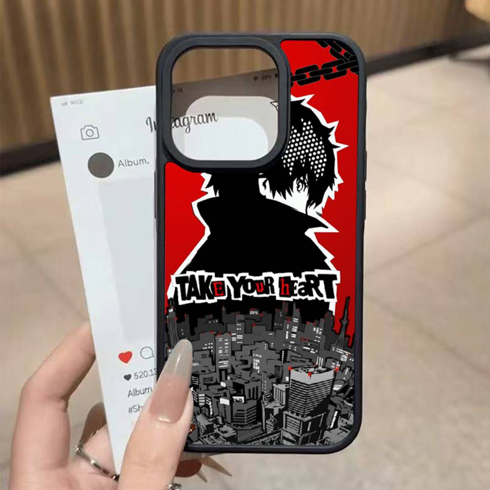 Игровой чехол P-Persona 5 Cool Black из силикона и твердого пластика для iPhone 17 Air 16 15 14 13 12 11 Pro Max PC TPU