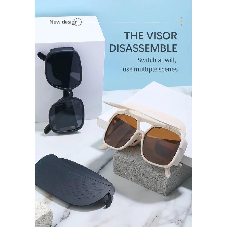 Polarized Sunglasses Multifunctional Anti Sunburn Sun Glasses with Sun Visor Men Women Outdoor Camping Fishing Shades Eyewear