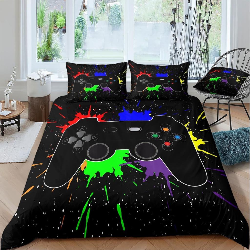 Игровые комплекты постельного белья для мальчиков, игровой комплект пододеяльника, покрывало для видеоигр, игровой дизайн, комплект постельного белья с наволочкой