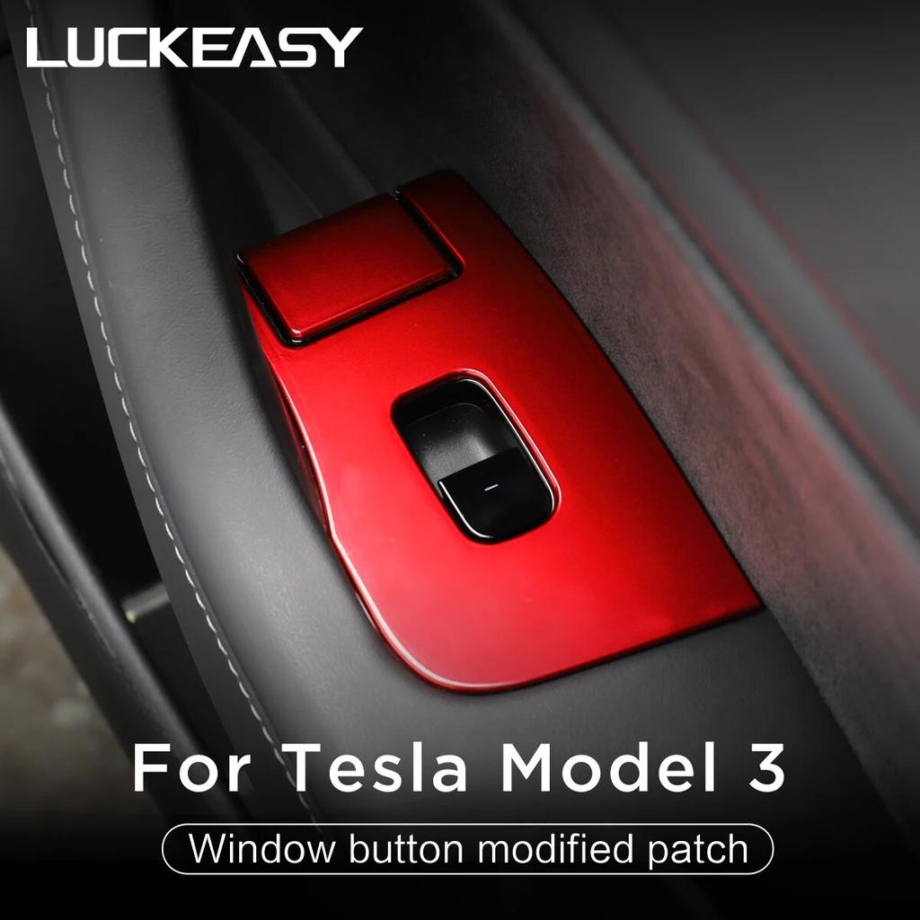 LUCKEASY For Tesla Model 3 Model Y 2017- Auto Interior Accessories Car Door Locks Window Lift Button Protection Patch