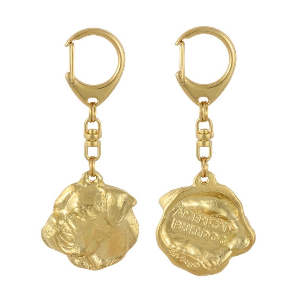 American Bulldog, Old Country Bulldog – Gilded key ring with dog in gift box, handbag decoration | Art-Dog