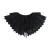 Royal Style Cotton Fake Collar Shawl Wrap Hollow Out Floral Lace Ruffled Trim Necklace Pointed  Lapel Blouse Dropshipping