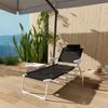 Foldable Sun Lounger Garden Lounger with Pillow, Lounge Chair with 4-Way Adjustable Backrest up to 120 kg Black