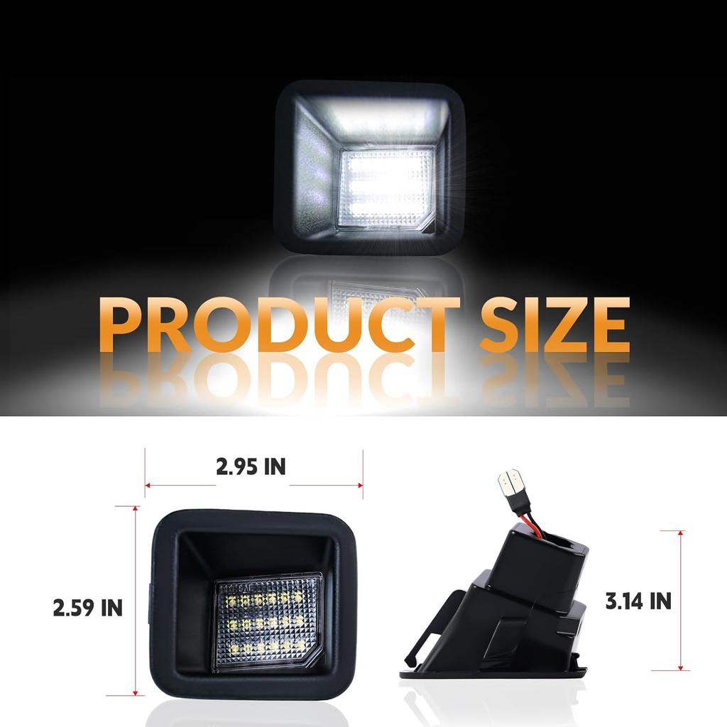 LED License Plate Light For 2017-2025 Ford F250 F350 F450 Super Duty Pickup Truck Tag Lamp Assembly With Socket, 6000K White 2PCS