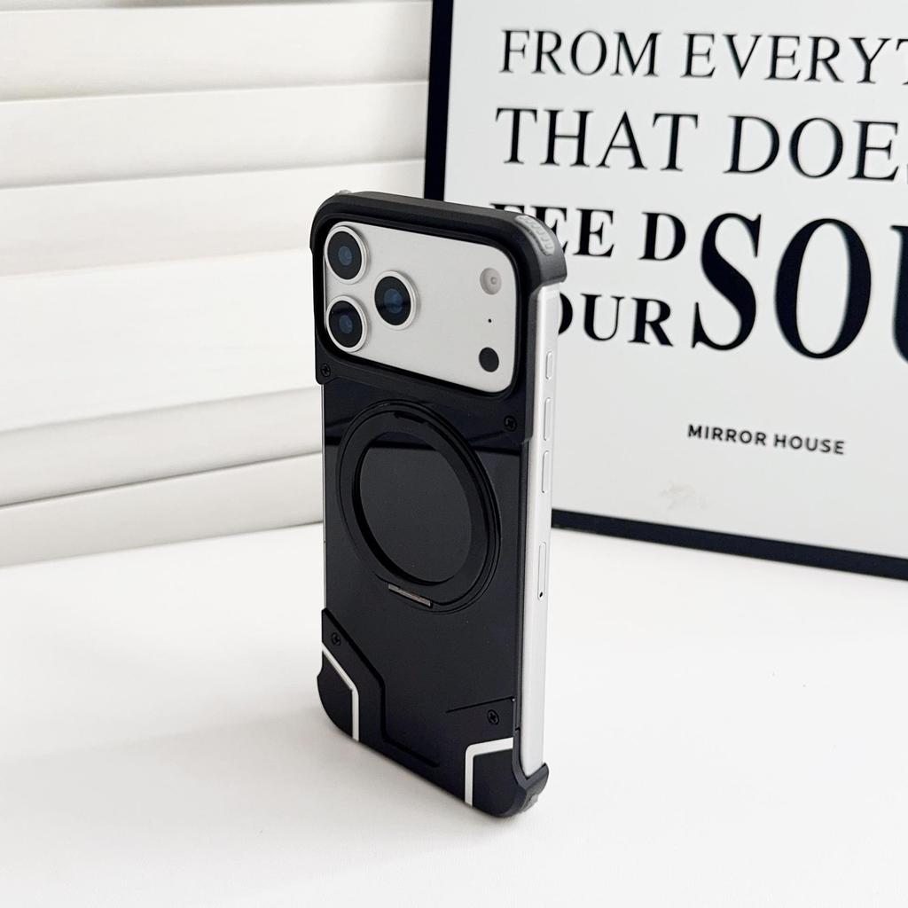 Original Color Metal Magnetic Rotating Bracket Case for Apple 17 Pro Max - Drop-Proof & Borderless Design