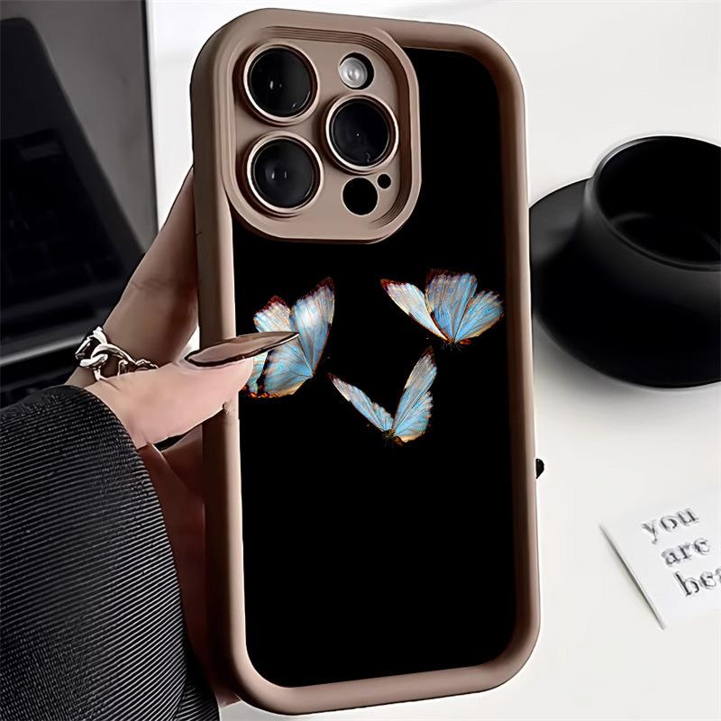 Новый китайский синий бабочка для iPhone17 мягкий чехол чехол для мобильного телефона 17ProMax простой 14 продвинутый 13 мелкое отверстие 12