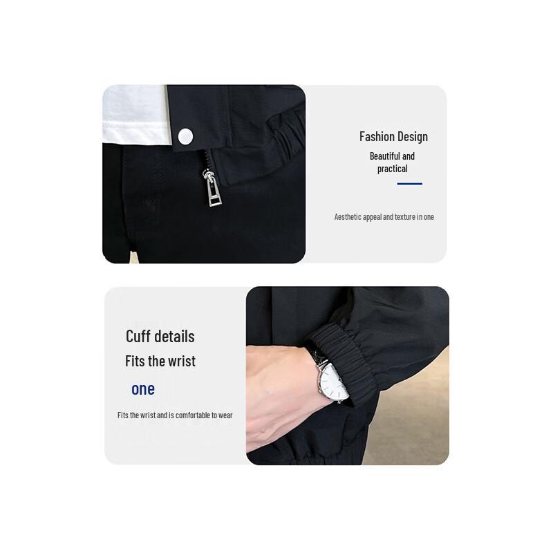 ROMON Men's Casual Fold-Down Collar Spring and Autumn Jacket