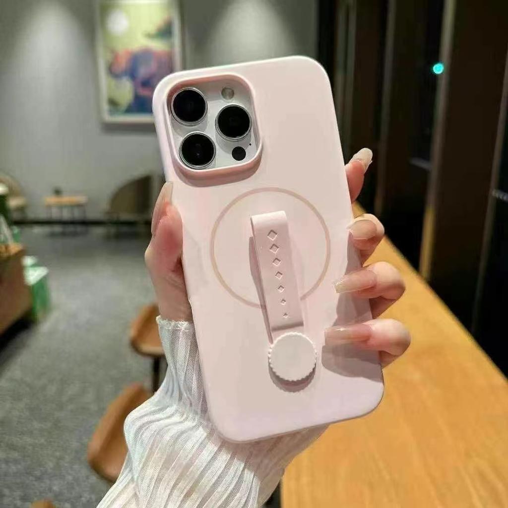 Applicable To IPhone16promax Mobile Phone Case Invisible Magnetic Suction Apple 15/14 Rotating Silicone Ring Buckle To Prevent Falling