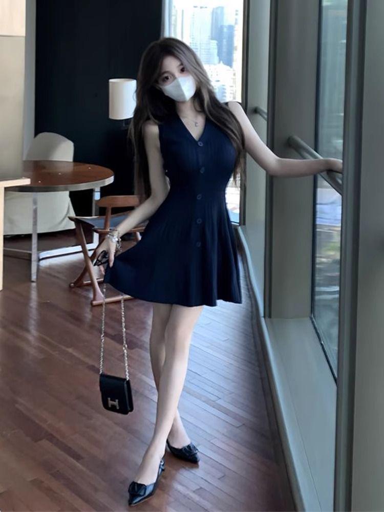 Элегантное платье-майка без рукавов из ледяного шелка с облегающим кроем для женщин