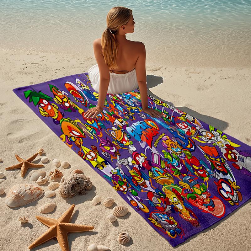 proof beach towel with a Superthings pattern - soft,absorbent,quick-drying,machine washable - perfect for swimming,camping,bathing