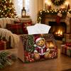 1pc Cozy Winter Holiday Tissue Box - Teddy Bear Fireplace Scene Napkin Storage Box, Suitable for Rolls/facial Tissues/single Sheets,available for Chri