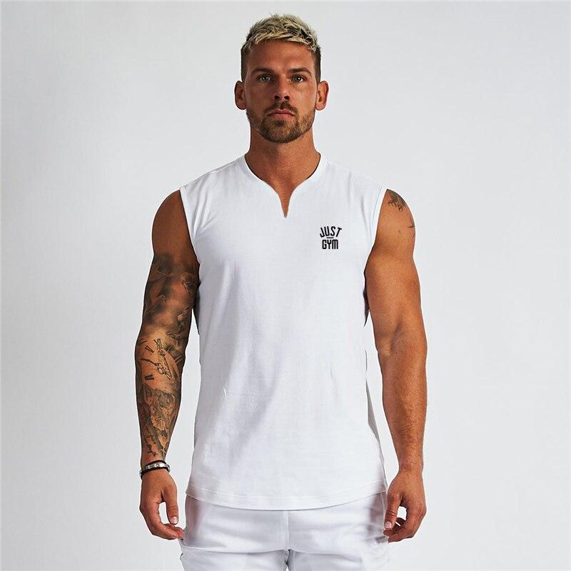 Muscleguys Модные модные топы, мужская футболка без рукавов, нижняя рубашка, простой жилет с v-образным вырезом