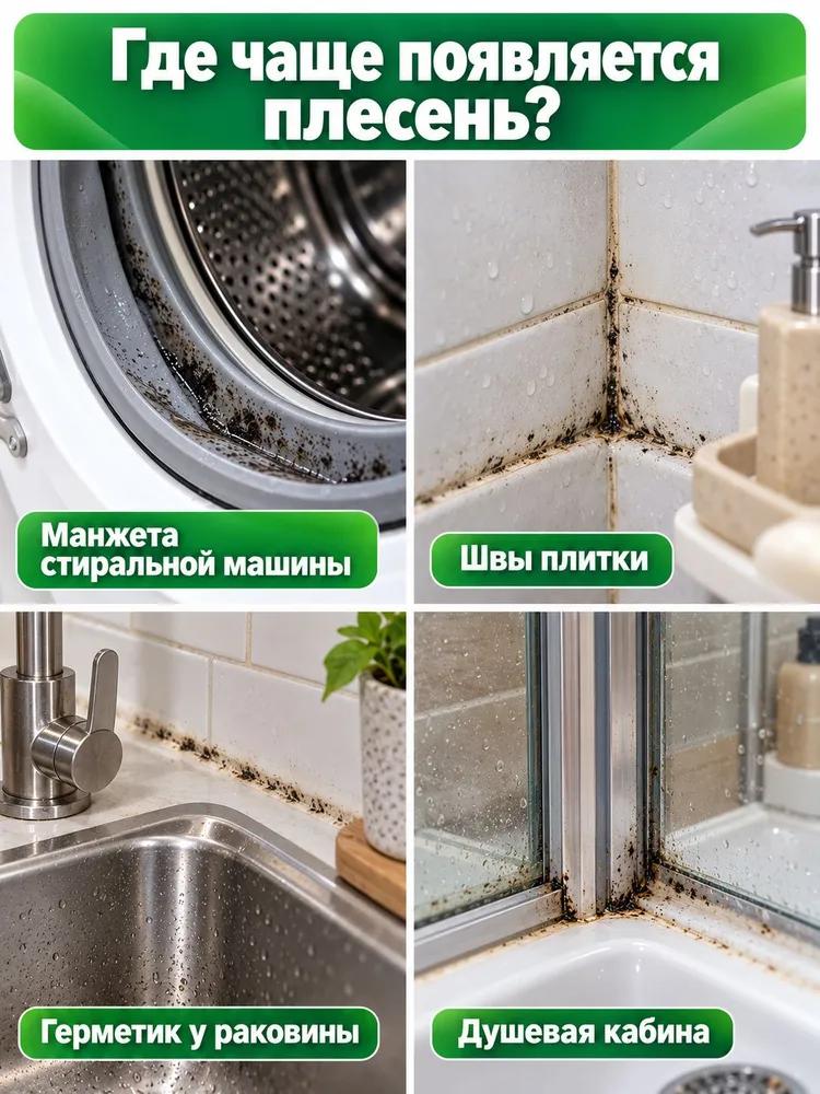 Cleaning agent for mold and fungus in the bathroom, in the washing machine, mold destroyer on the walls, 120 g